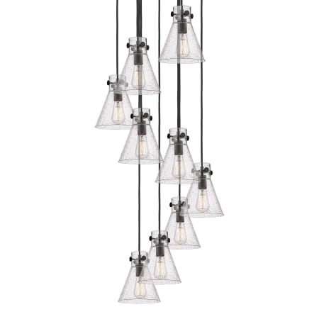 A large image of the Innovations Lighting 119-410-1PS-10-23 Newton Cone Pendant Matte Black / Seedy