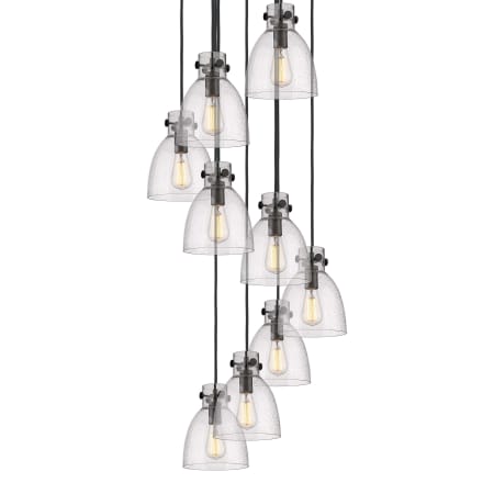 A large image of the Innovations Lighting 119-410-1PS-10-23 Newton Bell Pendant Matte Black / Seedy
