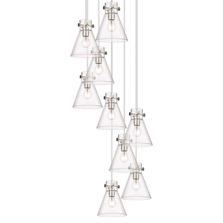 A large image of the Innovations Lighting 119-410-1PS-10-23 Newton Cone Pendant Polished Nickel / Clear