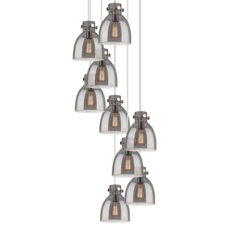 A large image of the Innovations Lighting 119-410-1PS-10-23 Newton Bell Pendant Polished Nickel / Light Smoke