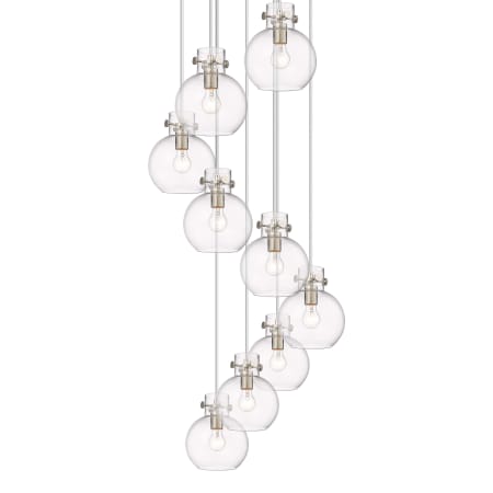 A large image of the Innovations Lighting 119-410-1PS-10-23 Newton Sphere Pendant Brushed Satin Nickel / Clear