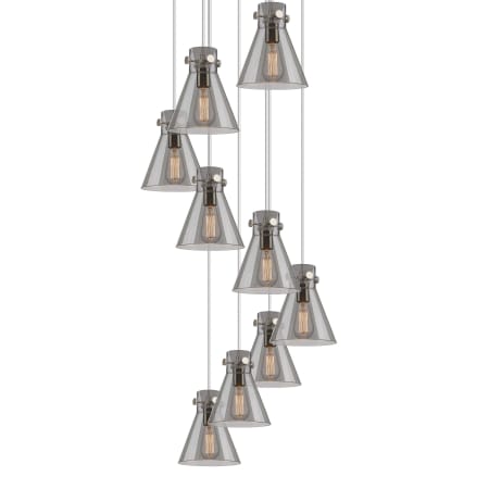 A large image of the Innovations Lighting 119-410-1PS-10-23 Newton Cone Pendant Brushed Satin Nickel / Light Smoke