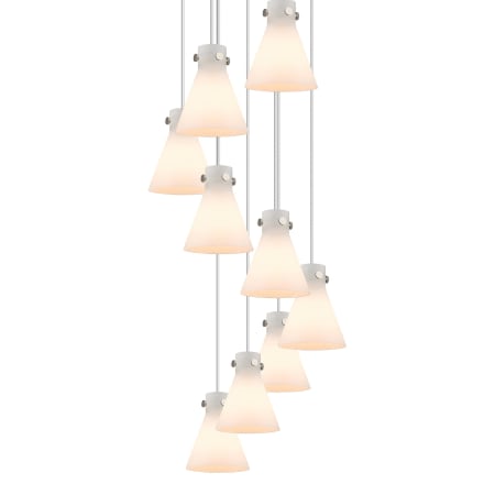 A large image of the Innovations Lighting 119-410-1PS-10-23 Newton Cone Pendant Brushed Satin Nickel / White