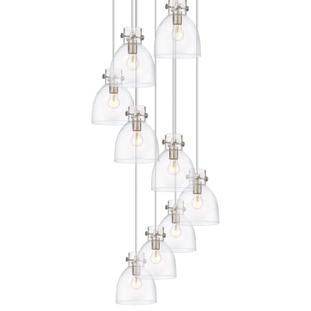 A large image of the Innovations Lighting 119-410-1PS-10-23 Newton Bell Pendant Brushed Satin Nickel / Clear