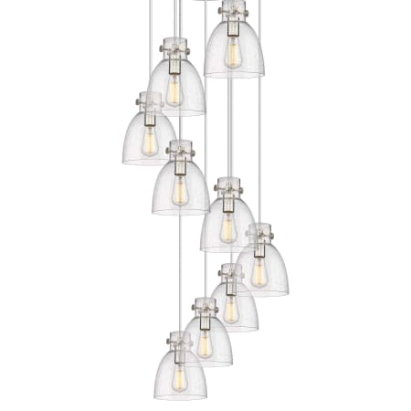 A large image of the Innovations Lighting 119-410-1PS-10-23 Newton Bell Pendant Brushed Satin Nickel / Seedy