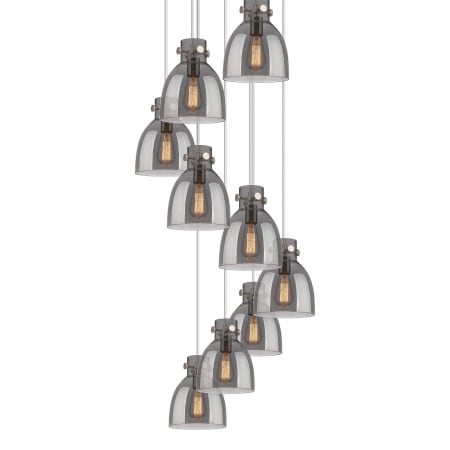 A large image of the Innovations Lighting 119-410-1PS-10-23 Newton Bell Pendant Brushed Satin Nickel / Light Smoke