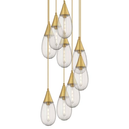 A large image of the Innovations Lighting 119-450-1P-15-21 Malone Pendant Brushed Brass / Striped Clear