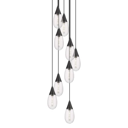 A large image of the Innovations Lighting 119-450-1P-15-21 Malone Pendant Matte Black / Striped Clear