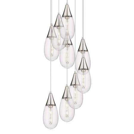 A large image of the Innovations Lighting 119-450-1P-15-21 Malone Pendant Polished Nickel / Striped Clear