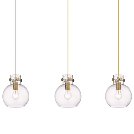 A large image of the Innovations Lighting 123-410-1PS-10-40 Newton Sphere Pendant Brushed Brass / Clear