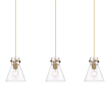A large image of the Innovations Lighting 123-410-1PS-10-40 Newton Cone Pendant Brushed Brass / Clear
