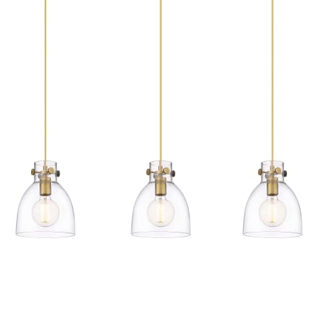 A large image of the Innovations Lighting 123-410-1PS-10-40 Newton Bell Pendant Brushed Brass / Clear