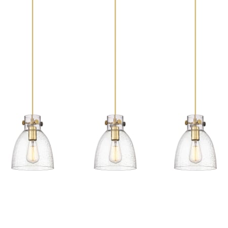 A large image of the Innovations Lighting 123-410-1PS-10-40 Newton Bell Pendant Brushed Brass / Seedy