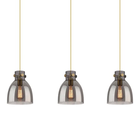 A large image of the Innovations Lighting 123-410-1PS-10-40 Newton Bell Pendant Brushed Brass / Light Smoke