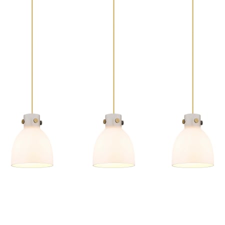 A large image of the Innovations Lighting 123-410-1PS-10-40 Newton Bell Pendant Brushed Brass / White