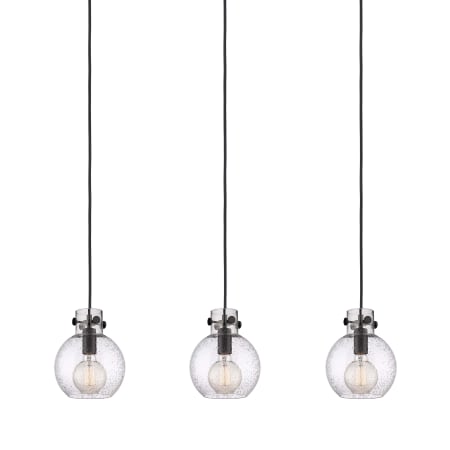 A large image of the Innovations Lighting 123-410-1PS-10-40 Newton Sphere Pendant Matte Black / Seedy