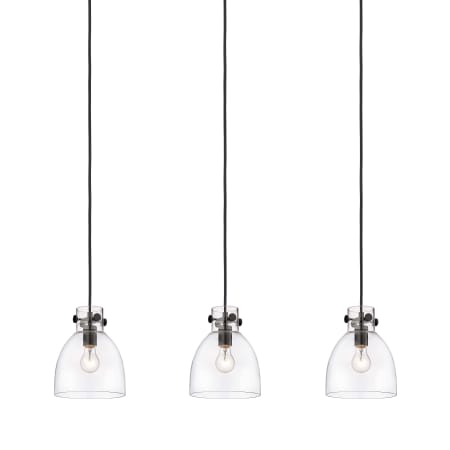 A large image of the Innovations Lighting 123-410-1PS-10-40 Newton Bell Pendant Matte Black / Clear