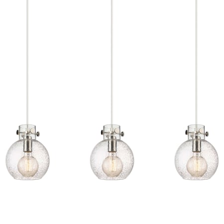 A large image of the Innovations Lighting 123-410-1PS-10-40 Newton Sphere Pendant Polished Nickel / Seedy
