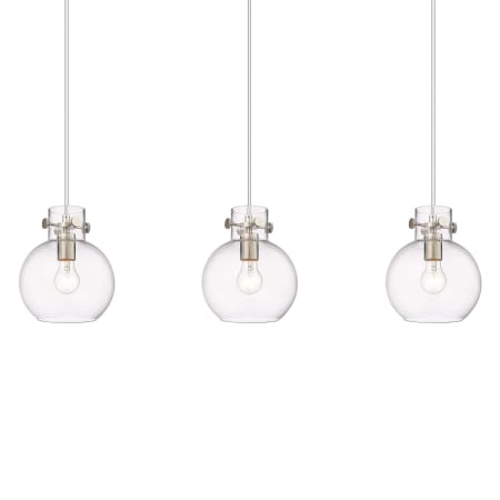 A large image of the Innovations Lighting 123-410-1PS-10-40 Newton Sphere Pendant Brushed Satin Nickel / Clear
