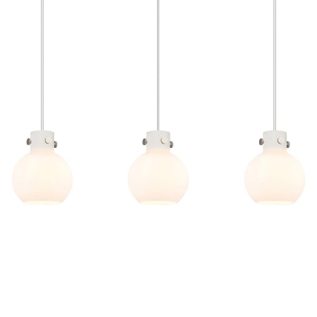 A large image of the Innovations Lighting 123-410-1PS-10-40 Newton Sphere Pendant Brushed Satin Nickel / White