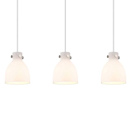 A large image of the Innovations Lighting 123-410-1PS-10-40 Newton Bell Pendant Brushed Satin Nickel / White
