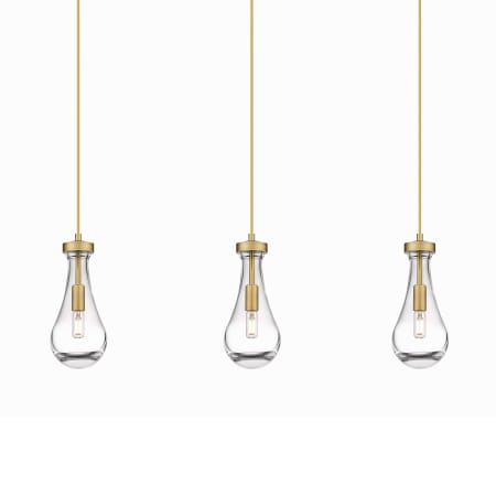 A large image of the Innovations Lighting 123-451-1P-12-37 Owego Pendant Brushed Brass / Clear