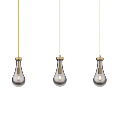 A large image of the Innovations Lighting 123-451-1P-12-37 Owego Pendant Brushed Brass / Light Smoke