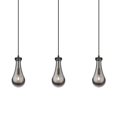 A large image of the Innovations Lighting 123-451-1P-12-37 Owego Pendant Matte Black / Light Smoke