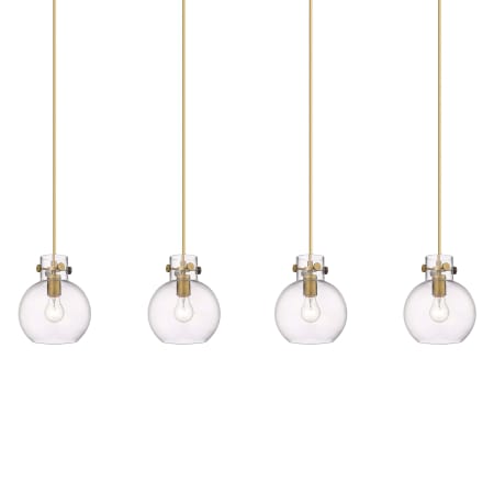 A large image of the Innovations Lighting 124-410-1PS-10-52 Newton Sphere Pendant Brushed Brass / Clear