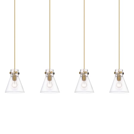A large image of the Innovations Lighting 124-410-1PS-10-52 Newton Cone Pendant Brushed Brass / Clear