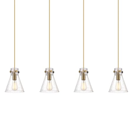 A large image of the Innovations Lighting 124-410-1PS-10-52 Newton Cone Pendant Brushed Brass / Seedy