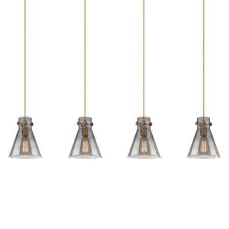A large image of the Innovations Lighting 124-410-1PS-10-52 Newton Cone Pendant Brushed Brass / Light Smoke