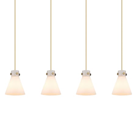 A large image of the Innovations Lighting 124-410-1PS-10-52 Newton Cone Pendant Brushed Brass / White