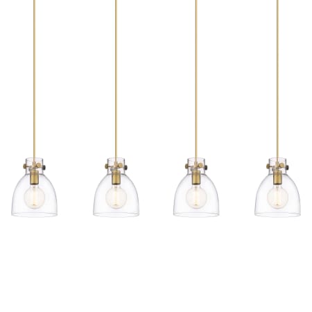 A large image of the Innovations Lighting 124-410-1PS-10-52 Newton Bell Pendant Brushed Brass / Clear