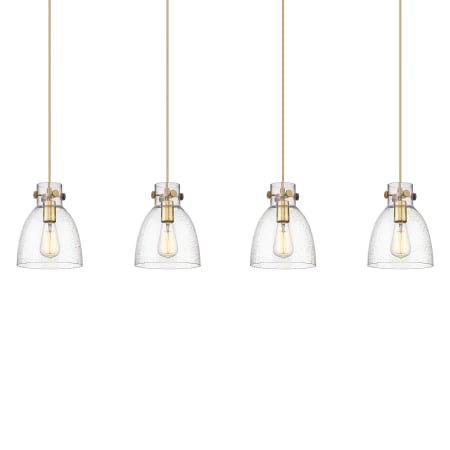 A large image of the Innovations Lighting 124-410-1PS-10-52 Newton Bell Pendant Brushed Brass / Seedy