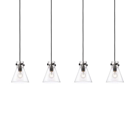 A large image of the Innovations Lighting 124-410-1PS-10-52 Newton Cone Pendant Matte Black / Clear