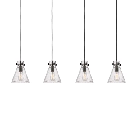 A large image of the Innovations Lighting 124-410-1PS-10-52 Newton Cone Pendant Matte Black / Seedy