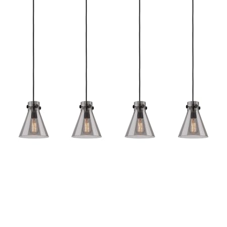 A large image of the Innovations Lighting 124-410-1PS-10-52 Newton Cone Pendant Matte Black / Light Smoke