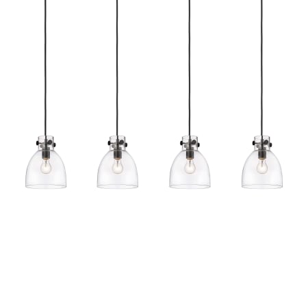 A large image of the Innovations Lighting 124-410-1PS-10-52 Newton Bell Pendant Matte Black / Clear
