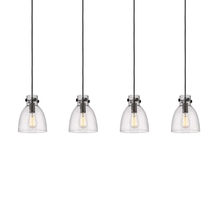 A large image of the Innovations Lighting 124-410-1PS-10-52 Newton Bell Pendant Matte Black / Seedy