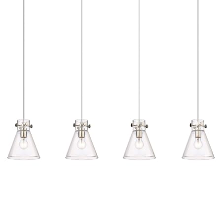 A large image of the Innovations Lighting 124-410-1PS-10-52 Newton Cone Pendant Polished Nickel / Clear