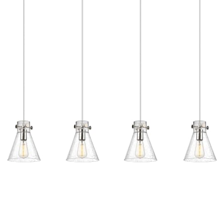 A large image of the Innovations Lighting 124-410-1PS-10-52 Newton Cone Pendant Polished Nickel / Seedy