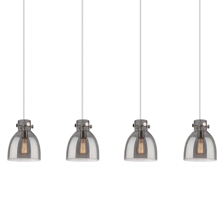 A large image of the Innovations Lighting 124-410-1PS-10-52 Newton Bell Pendant Polished Nickel / Light Smoke