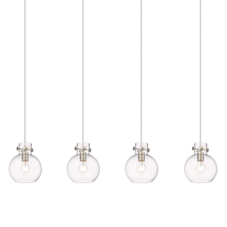 A large image of the Innovations Lighting 124-410-1PS-10-52 Newton Sphere Pendant Brushed Satin Nickel / Clear