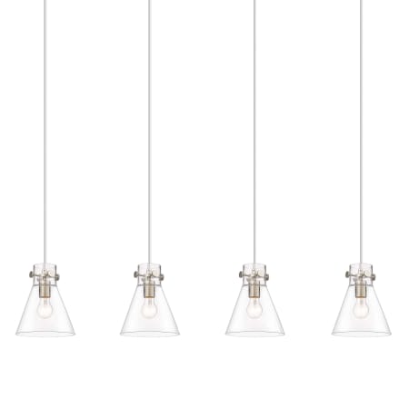 A large image of the Innovations Lighting 124-410-1PS-10-52 Newton Cone Pendant Brushed Satin Nickel / Clear