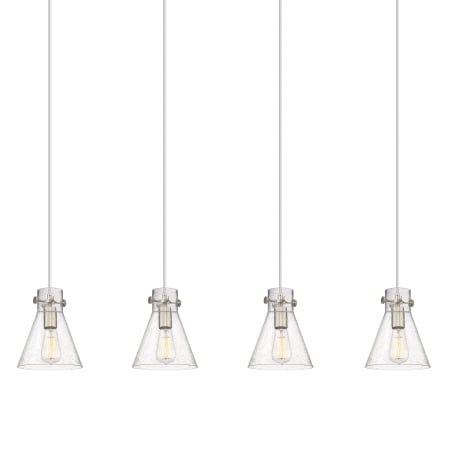 A large image of the Innovations Lighting 124-410-1PS-10-52 Newton Cone Pendant Brushed Satin Nickel / Seedy