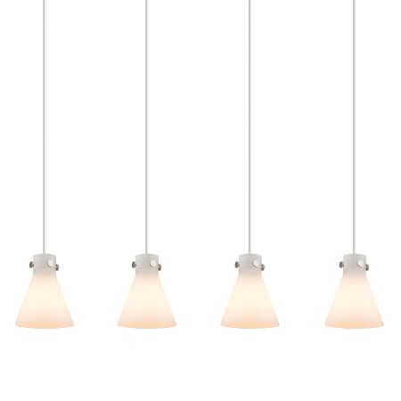 A large image of the Innovations Lighting 124-410-1PS-10-52 Newton Cone Pendant Brushed Satin Nickel / White