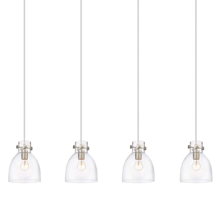 A large image of the Innovations Lighting 124-410-1PS-10-52 Newton Bell Pendant Brushed Satin Nickel / Clear