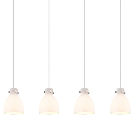 A large image of the Innovations Lighting 124-410-1PS-10-52 Newton Bell Pendant Brushed Satin Nickel / White