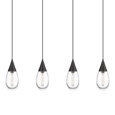 A large image of the Innovations Lighting 124-450-1P-15-50 Malone Pendant Matte Black / Clear